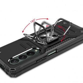 Pouzdro Wozinsky Ring Armor pro Samsung Galaxy Z Fold 4 pancéřový kryt magnetický držák kroužkový modrý