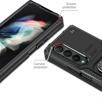 Pouzdro Wozinsky Ring Armor pro Samsung Galaxy Z Fold 4 pancéřový kryt magnetický držák kroužek černý