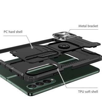 Pouzdro Wozinsky Ring Armor pro Samsung Galaxy Z Fold 4 pancéřový kryt magnetický držák kroužek černý