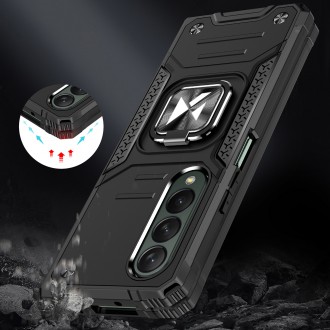Pouzdro Wozinsky Ring Armor pro Samsung Galaxy Z Fold 4 pancéřový kryt magnetický držák kroužek černý