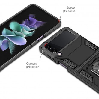 Wozinsky Ring Armor pro Samsung Galaxy Z Flip 4 pancéřové pouzdro magnetický držák prsten růžové zlato