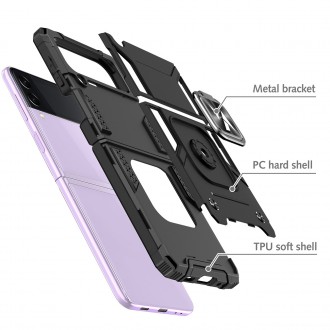 Wozinsky Ring Armor pro Samsung Galaxy Z Flip 4 pancéřové pouzdro magnetický držák prsten růžové zlato