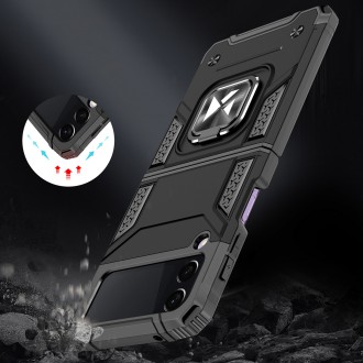 Wozinsky Ring Armor pro Samsung Galaxy Z Flip 4 pancéřové pouzdro magnetický držák prsten růžové zlato