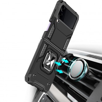 Pouzdro Wozinsky Ring Armor pro Samsung Galaxy Z Flip 4 pancéřový kryt magnetický držák kroužkový modrý