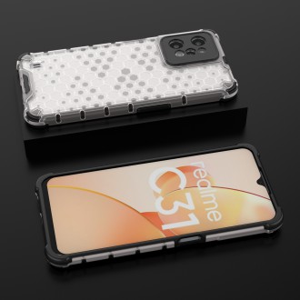Honeycomb case armored cover with a gel frame Realme C31 transparent
