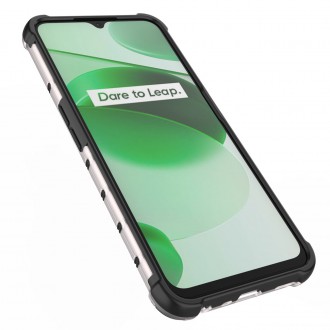 Honeycomb case armored cover with a gel frame Realme C35 transparent