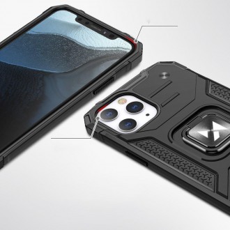 Pouzdro Wozinsky Ring Armor pro iPhone 14 Pro Max pancéřový kryt magnetický držák prsten stříbrný