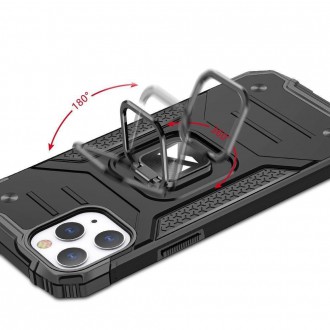 Pouzdro Wozinsky Ring Armor pro iPhone 14 Pro Max pancéřový kryt magnetický držák prsten stříbrný
