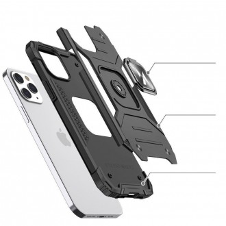 Pouzdro Wozinsky Ring Armor pro iPhone 14 Pro pancéřový kryt magnetický držák prsten stříbrný