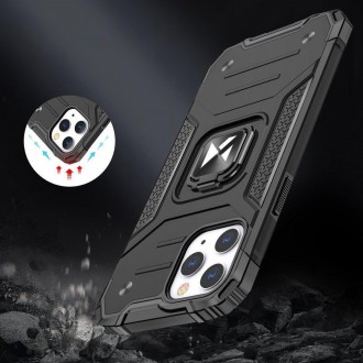 Pouzdro Wozinsky Ring Armor pro iPhone 14 Pro pancéřový kryt magnetický držák kroužkový modrý