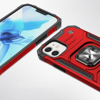 Pouzdro Wozinsky Ring Armor pro iPhone 14 Plus pancéřový kryt magnetický držák kroužek červený