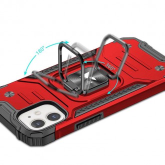 Pouzdro Wozinsky Ring Armor pro iPhone 14 Plus pancéřový kryt magnetický držák kroužek červený