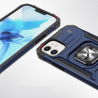 Pouzdro Wozinsky Ring Armor pro iPhone 14 Plus pancéřový kryt magnetický držák kroužkový modrý