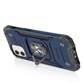 Pouzdro Wozinsky Ring Armor pro iPhone 14 Plus pancéřový kryt magnetický držák kroužkový modrý