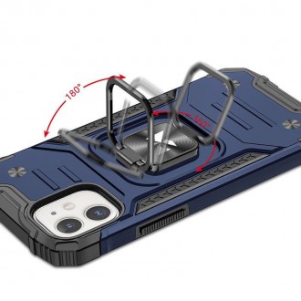 Pouzdro Wozinsky Ring Armor pro iPhone 14 Plus pancéřový kryt magnetický držák kroužkový modrý