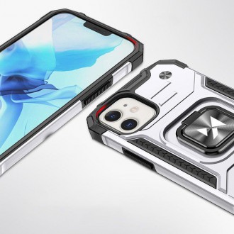 Pouzdro Wozinsky Ring Armor pro iPhone 14 pancéřový kryt magnetický držák prsten stříbrný