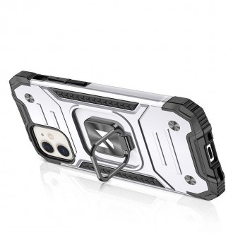 Pouzdro Wozinsky Ring Armor pro iPhone 14 pancéřový kryt magnetický držák prsten stříbrný