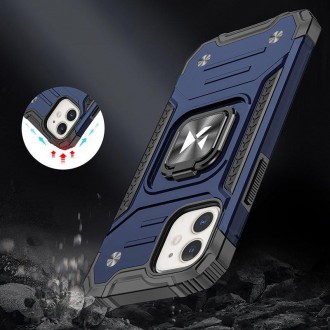 Pouzdro Wozinsky Ring Armor pro iPhone 14 pancéřový kryt magnetický držák kroužek modrý