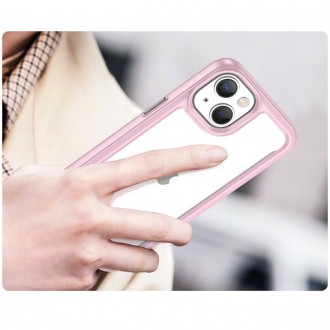 Outer Space Case iPhone 14 hard cover with a gel frame pink