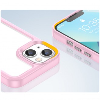 Outer Space Case iPhone 14 hard cover with a gel frame pink