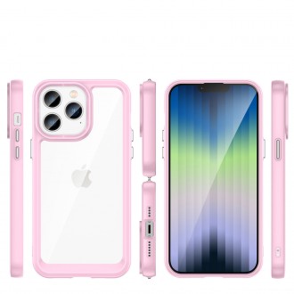 Outer Space Case iPhone 14 Pro hard cover with a gel frame pink