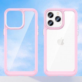Outer Space Case iPhone 14 Pro Max hard cover with a gel frame pink