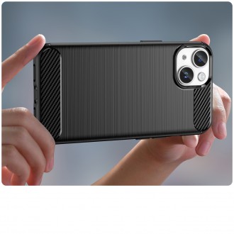 Carbon Case for iPhone 14 Plus flexible gel back cover black