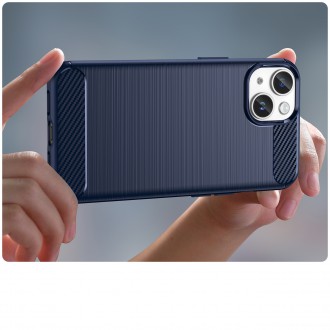 Carbon Case for iPhone 14 Plus flexible gel back cover blue