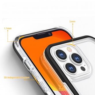 Čiré pouzdro 3v1 pro iPhone 14 silikonový kryt s rámečkem černý