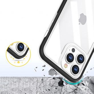Čirý silikonový obal 3v1 pro iPhone 14 Pro Max s rámečkem modrý
