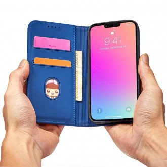 Magnet Card Case pouzdro na iPhone 14 flip cover stojánek na peněženku modrý