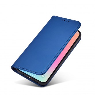 Magnet Card Case pouzdro na iPhone 14 flip cover stojánek na peněženku modrý