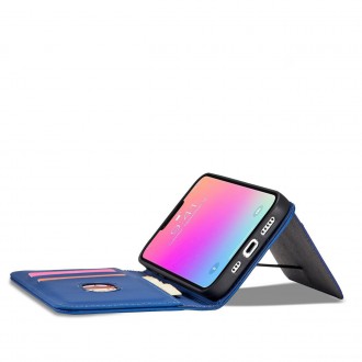Magnet Card Case pouzdro na iPhone 14 flip cover stojánek na peněženku modrý