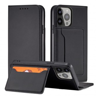 Magnet Card Case pouzdro pro iPhone 14 Plus flip cover stojánek na peněženku černý