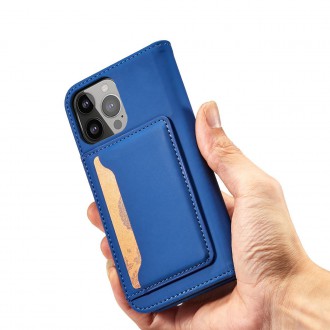 Magnet Card Case pouzdro pro iPhone 14 Plus flip cover stojánek na peněženku modrý