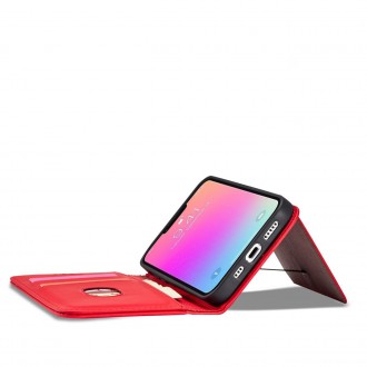 Magnet Card Case pouzdro na iPhone 14 Plus flip cover stojánek na peněženku červený