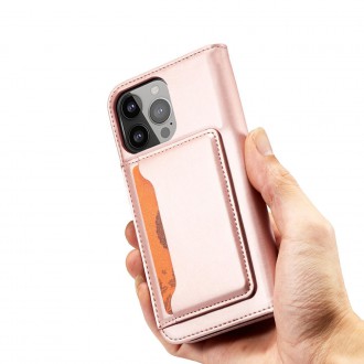 Pouzdro Magnet Card Case pro iPhone 14 Plus flip cover stojánek na peněženku růžové