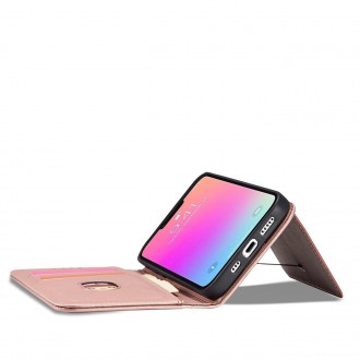 Pouzdro Magnet Card Case pro iPhone 14 Plus flip cover stojánek na peněženku růžové