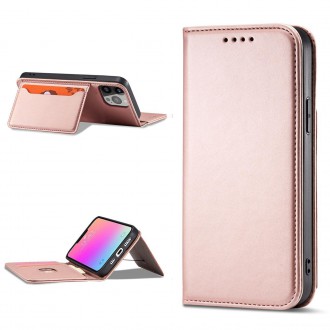 Pouzdro Magnet Card Case pro iPhone 14 Plus flip cover stojánek na peněženku růžové