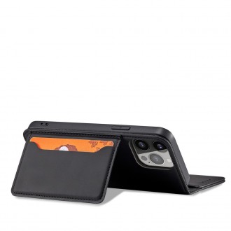 Magnet Card Case pouzdro na iPhone 14 Pro flip cover stojánek na peněženku černý