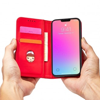 Magnet Card Case pouzdro na iPhone 14 Pro flip cover stojánek na peněženku červený
