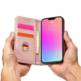 Pouzdro Magnet Card Case pro iPhone 14 Pro flip cover stojánek na peněženku růžové