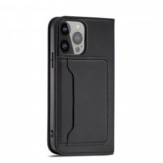 Pouzdro Magnet Card Case pro iPhone 14 Pro Max flip cover stojánek na peněženku černé