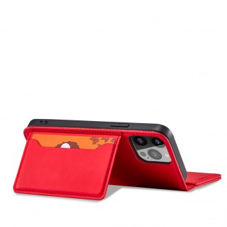 Magnet Card Case pouzdro na iPhone 14 Pro Max flip cover stojánek na peněženku červený
