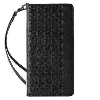 Magnet Strap Case Case pro iPhone 14 Plus Flip Wallet Mini Lanyard Stand Black