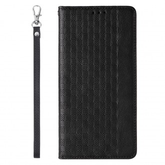 Magnet Strap Case Case pro iPhone 14 Plus Flip Wallet Mini Lanyard Stand Black