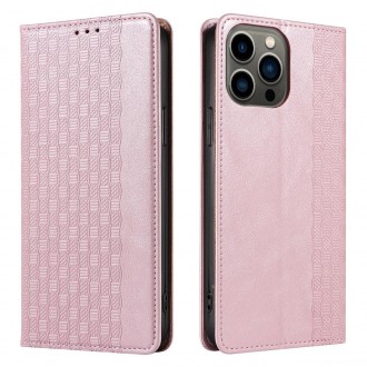 Magnet Strap Case Case pro iPhone 14 Pro Max Flip Wallet Mini Lanyard Stand Pink