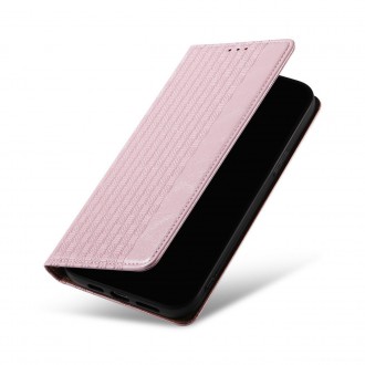 Magnet Strap Case Case pro iPhone 14 Pro Max Flip Wallet Mini Lanyard Stand Pink