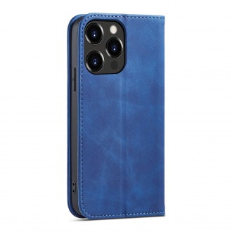 Pouzdro Magnet Fancy Case pro iPhone 14 Plus flip cover stojánek na peněženku modrý