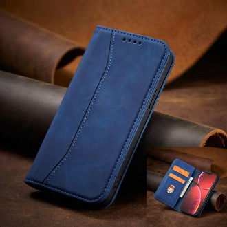 Pouzdro Magnet Fancy Case pro iPhone 14 Plus flip cover stojánek na peněženku modrý